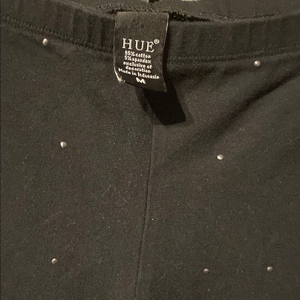 Hue Women’s Black Leggings With Silver Studs. Size M - Picture 2 of 4